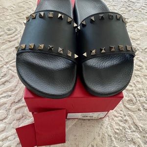 Womens Valentino studded slides